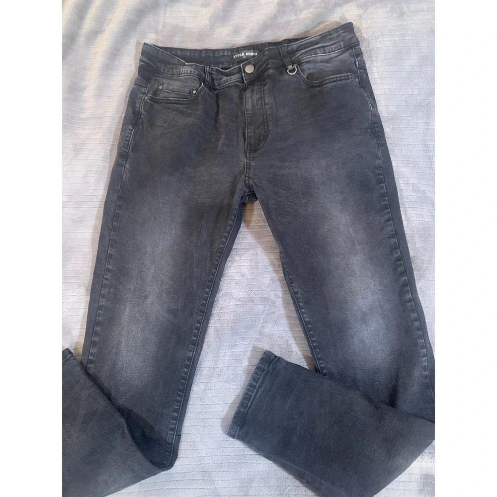 Hyper Denim Men's 38x33 Black  Biker‎ Stretch Denim Jeans Slimming